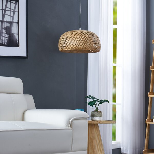 Lindby κρεμαστό φωτιστικό Jadwiga, Ø 45 cm, μπαμπού, E27, ρυθμιζόμενος, Ξύλου, Σαλόνι / τραπεζαρία, Μπαμπού, Σκανδιναβικό