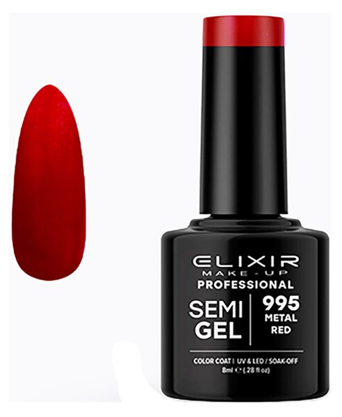 Ημιμόνιμο Βερνίκι Semi Gel 995 Metal Red 8ml Elixir