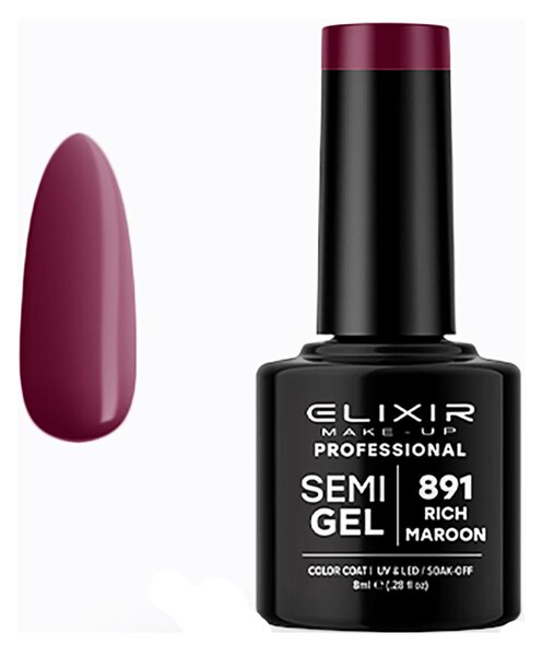 Ημιμόνιμο Βερνίκι Semi Gel 891 Rich Marron 8ml Elixir