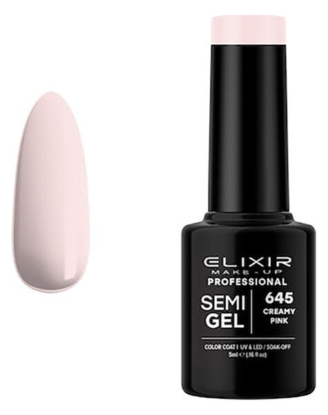 Ημιμόνιμο Βερνίκι Semi Gel 645 Creamy Pink 5ml Elixir