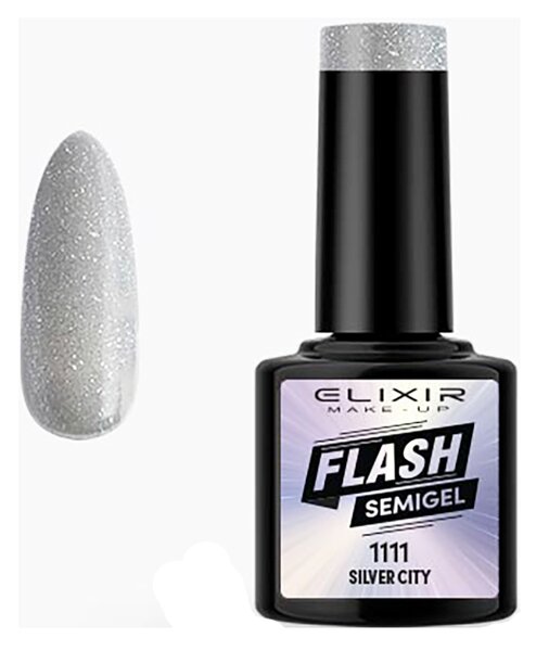 Ημιμόνιμο Βερνίκι Semi Gel Flash 1111 Silver City 8ml Elixir