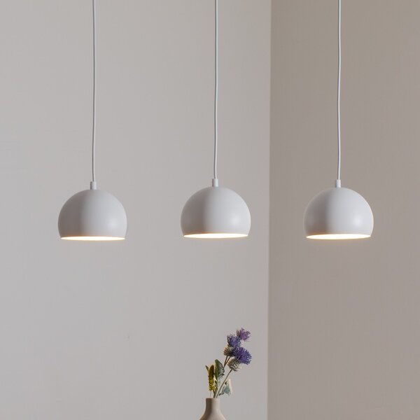 Luminex Κρεμαστό φωτιστικό Sool, λευκό, μήκος 65 cm, 3 λάμπες, μέταλλο, E27, ρυθμιζόμενος, Λευκό, Σαλόνι / τραπεζαρία, Μέταλλο