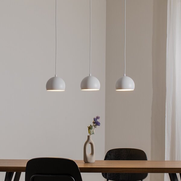 Luminex Κρεμαστό φωτιστικό Sool, λευκό, μήκος 65 cm, 3 λάμπες, μέταλλο, E27, ρυθμιζόμενος, Λευκό, Σαλόνι / τραπεζαρία, Μέταλλο