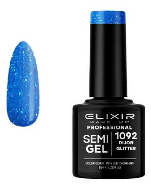 Ημιμόνιμο Βερνίκι Semi Gel 1092 Dijon Glitter 8ml Elixir