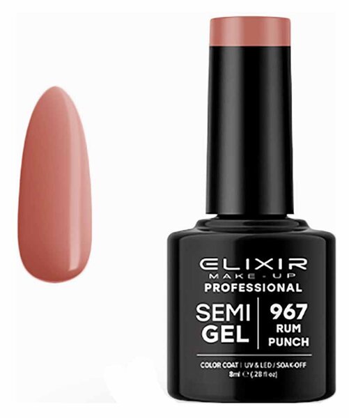 Ημιμόνιμο Βερνίκι Semi Gel 967 Rum Punch 8ml Elixir