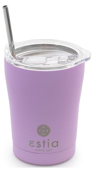 Ποτήρι Θερμός με Καλαμάκι Coffee Mug Save The Aegean Lavender Purple 350ml