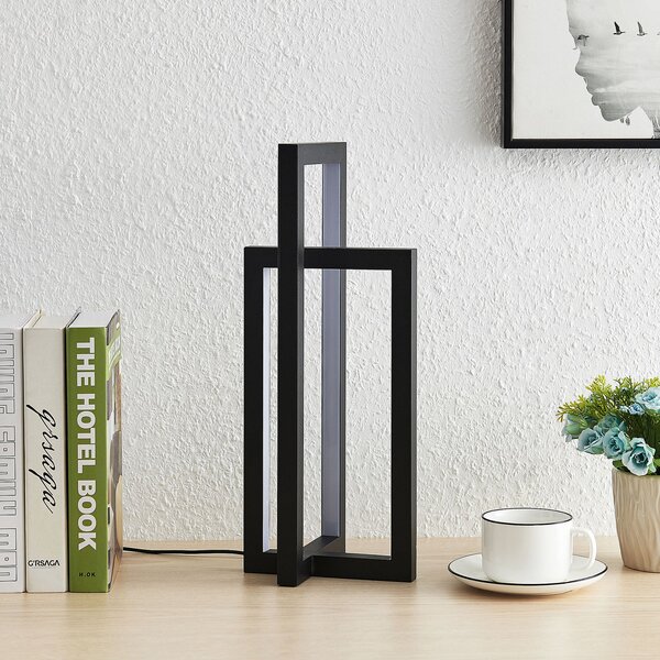 Lucande Επιτραπέζιο φωτιστικό LED Hylda, ύψος 42 cm, μαύρο, αλουμίνιο, ρυθμιζόμενος, Μαύρο, Σαλόνι / τραπεζαρία, Μέταλλο, σύγχρονο