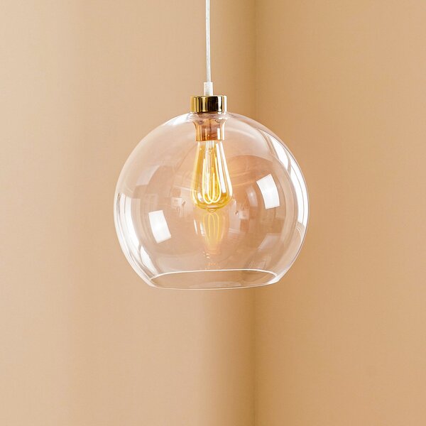 TK Lighting Κρεμαστό φωτιστικό Cubus, διαφανές, γυαλί, Ø 30 cm, E27, ρυθμιζόμενος, Διαφανές, Σαλόνι / τραπεζαρία, Γυαλί, σύγχρονο, Σφαίρα