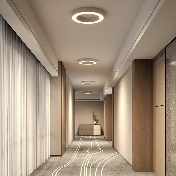 Arcchio Φωτιστικό οροφής LED Sharelyn, Ø 60 cm, λευκό, με ρυθμιζόμενη ένταση, ρυθμιζόμενος, Λευκό, Κουζίνα, Αλουμίνιο, σύγχρονο