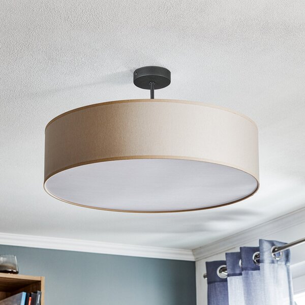 TK Lighting Φωτιστικό οροφής Rondo με απόσταση, κρεμ Ø 60cm, ρυθμιζόμενος, Μπεζ, υπνοδωμάτιο, Ύφασμα / Κλωστοϋφαντουργία, σύγχρονο
