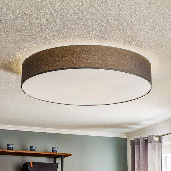 TK Lighting Φωτιστικό οροφής Rondo, γκρι Ø 80cm, ρυθμιζόμενος, Γκρι, υπνοδωμάτιο, Ύφασμα / Κλωστοϋφαντουργία, σύγχρονο
