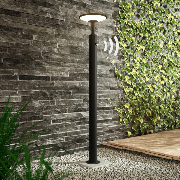 Lucande Φωτιστικό τοίχου Fenia LED, 100 cm, αισθητήρας, IP54, ανθρακί, Μαύρο, Αλουμίνιο, σύγχρονο
