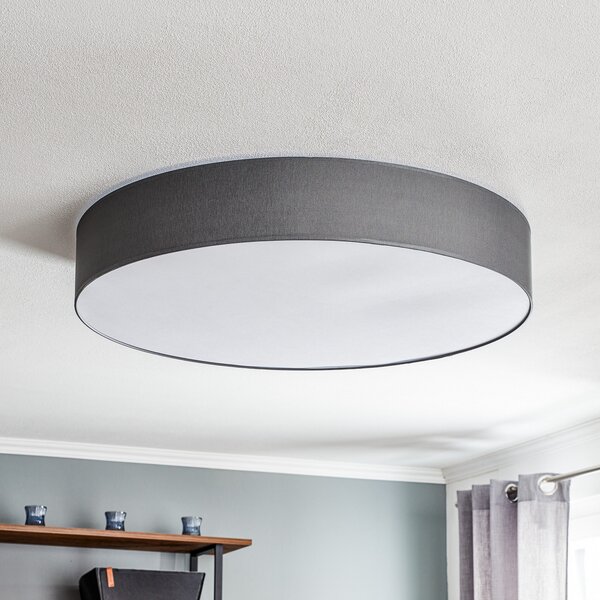 TK Lighting Φωτιστικό οροφής Rondo, γκρι Ø 80cm, ρυθμιζόμενος, Γκρι, υπνοδωμάτιο, Ύφασμα / Κλωστοϋφαντουργία, σύγχρονο