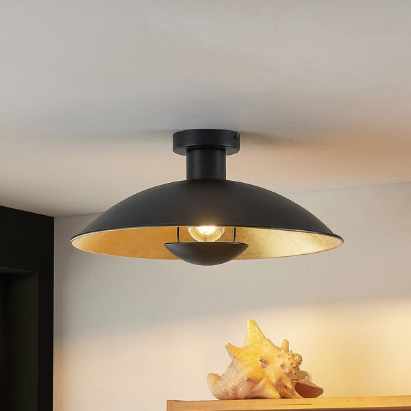 Lindby Φωτιστικό οροφής Narisara, Ø 40 cm, E27, μαύρο-χρυσό, ρυθμιζόμενος, Μαύρο, Σαλόνι / τραπεζαρία, Μέταλλο, σύγχρονο