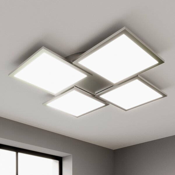 Lucande LED φωτιστικό οροφής Ilira, 4-φωτο, ασημί, CCT, dimmable, ρυθμιζόμενος, Μεταλλικό, Κουζίνα, Αλουμίνιο, σύγχρονο