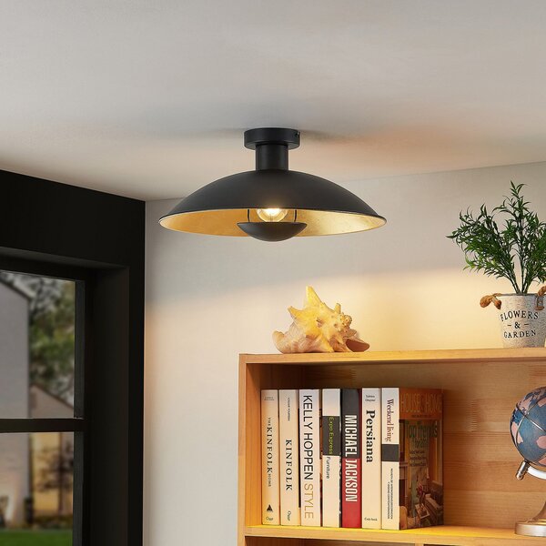 Lindby Φωτιστικό οροφής Narisara, Ø 40 cm, E27, μαύρο-χρυσό, ρυθμιζόμενος, Μαύρο, Σαλόνι / τραπεζαρία, Μέταλλο, σύγχρονο