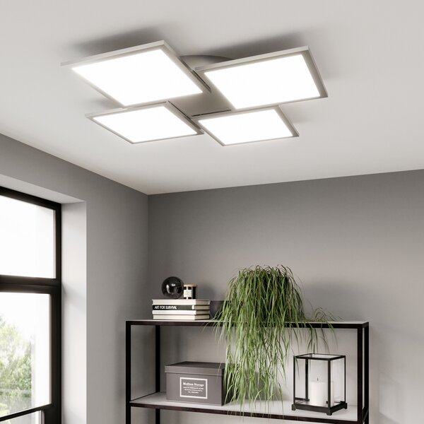 Lucande LED φωτιστικό οροφής Ilira, 4-φωτο, ασημί, CCT, dimmable, ρυθμιζόμενος, Μεταλλικό, Κουζίνα, Αλουμίνιο, σύγχρονο