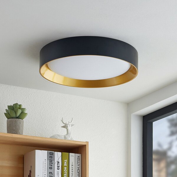 Lindby Φωτιστικό οροφής Kambia LED, 55 cm, Μαύρο, Σαλόνι / τραπεζαρία, Αλουμίνιο, σύγχρονο