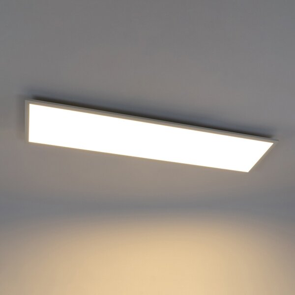 Lindby LED-Panel Luay, 120 x 30 cm, CCT, τηλεχειριστήριο, ρυθμιζόμενη ένταση, ρυθμιζόμενος, Λευκό, Κουζίνα, Πλαστικό, σύγχρονο