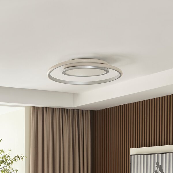 Lucande LED φωτιστικό οροφής Noud, 49 cm, ασημί, αλουμίνιο, ρυθμιζόμενο, ρυθμιζόμενος, Μεταλλικό, υπνοδωμάτιο, Μέταλλο, σύγχρονο