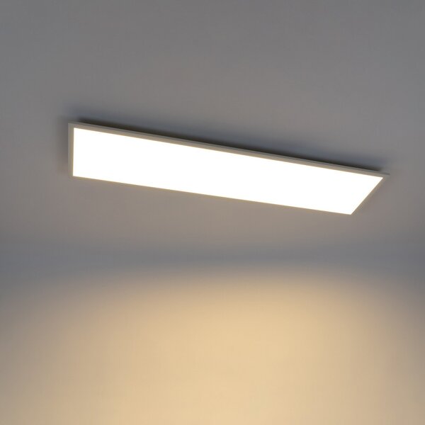 Lindby LED-Panel Luay, 120 x 30 cm, CCT, τηλεχειριστήριο, ρυθμιζόμενη ένταση, ρυθμιζόμενος, Λευκό, Κουζίνα, Πλαστικό, σύγχρονο