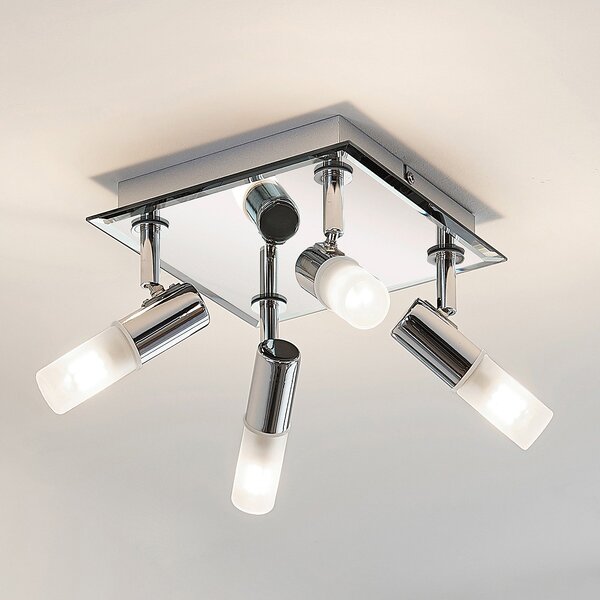 Lindby φωτιστικό οροφής μπάνιου Zela, 32 cm, χρώμιο, 4-φωτισμός, IP44, ρυθμιζόμενος, Μεταλλικό, Μπάνιο, Μέταλλο, σύγχρονο