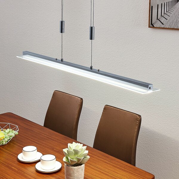 Lindby LED κρεμαστό φωτιστικό Sladja, χρώμιο, γυαλί, dimmer αφής, ρυθμιζόμενος, Μεταλλικό, Σαλόνι / τραπεζαρία, Γυαλί, σύγχρονο