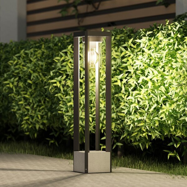 Lucande Kalisa φωτιστικό μονοπατιών, E27, IP44, 70 cm, γκρι, μέταλλο, ρυθμιζόμενος, Γκρι, Αλουμίνιο, σύγχρονο
