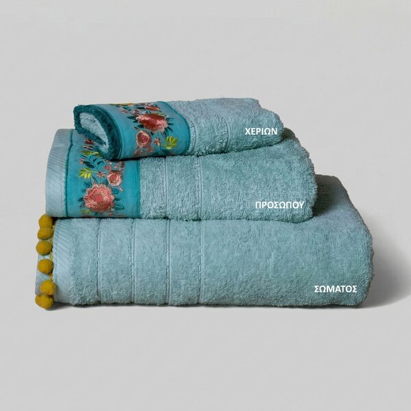 Πετσέτα Χεριών (30x50) White Fabric Sabinne Green 600gsm