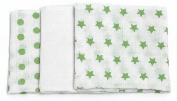 Μουσελίνες/Πάνες Αγκαλιάς (Σετ 3τμχ) Gamberritos Stars & Dots Μέντα 9274M-10