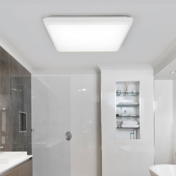 Arcchio Φωτιστικό οροφής LED Augustin, 30 x cm, λευκό, IP54, Λευκό, Μπάνιο, Πλαστικό, σύγχρονο
