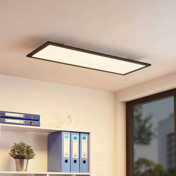 Lindby LED πάνελ Nelios, 80 x 30 cm, 4.000K, μαύρο, μέταλλο, Μαύρο, Κουζίνα, Πλαστικό, σύγχρονο