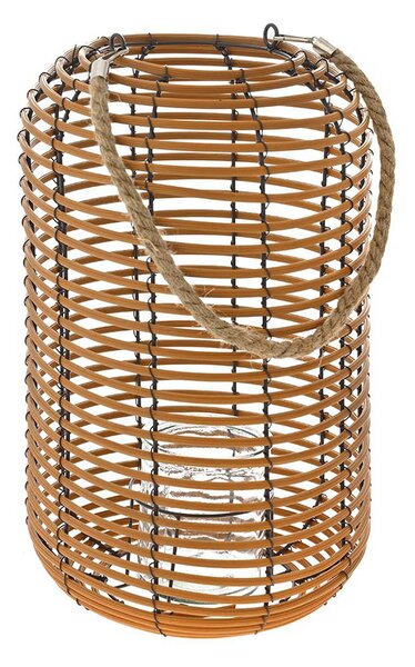 Φαναράκι Rattan Καφέ με γυαλί 27x27x41εκ Ηλιάδης 81110