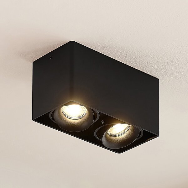 Arcchio Kubika downlight, 19 cm, μαύρο, 2-φωτο, μεταλλικό, ρυθμιζόμενος, Μαύρο, Διάδρομος, Μέταλλο, σύγχρονο