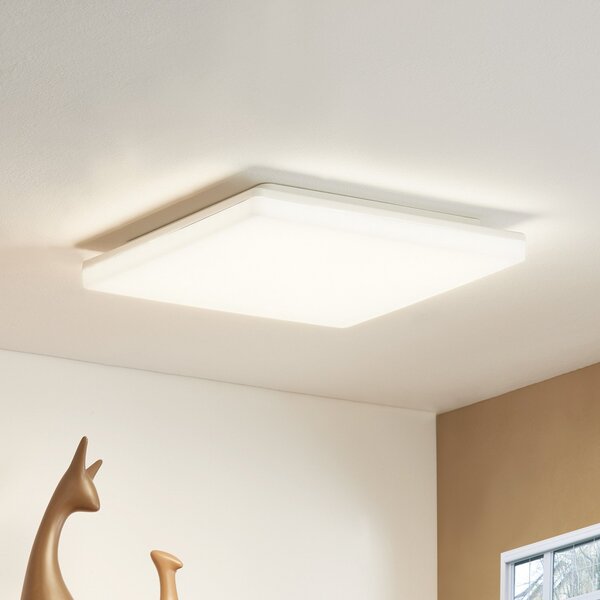 PRIOS Φωτιστικό οροφής Prios LED Artin, 33 cm, λευκό, γωνιακό, αισθητήρας, Λευκό, Μπάνιο, Πλαστικό, σύγχρονο