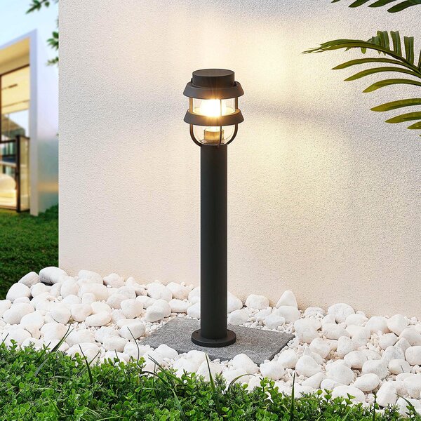 Lindby φωτιστικό κολωνάκι Alvaro, ανθρακί, 60 cm, IP44, E27, ρυθμιζόμενος, Μαύρο, Αλουμίνιο, σύγχρονο