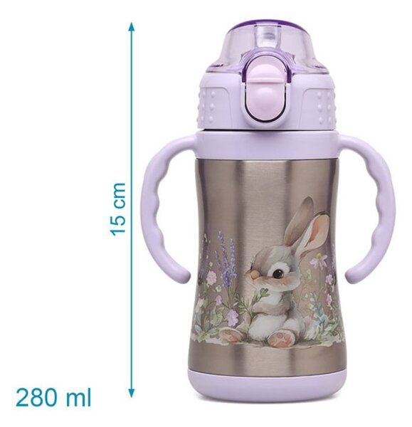 Παγούρι - Θερμός 280ml Με Καλαμάκι Kiokids Lavender Bunny 5069
