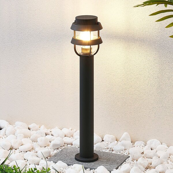 Lindby φωτιστικό κολωνάκι Alvaro, ανθρακί, 60 cm, IP44, E27, ρυθμιζόμενος, Μαύρο, Αλουμίνιο, σύγχρονο