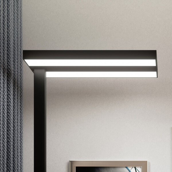 Arcchio LED-Stehlamp Logan Basic, μαύρο, 7500 lm, ρυθμιζόμενο, ρυθμιζόμενος, Μαύρο, Μελέτη / Γραφείο, Αλουμίνιο, σύγχρονο, Όρθιος προβολέας