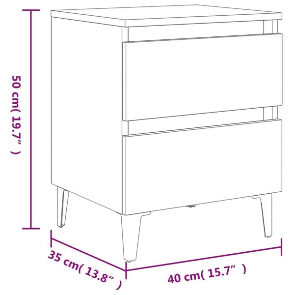 Κομοδίνο Sonoma Δρυς 40 x 35 x 50 εκ. από Επεξ. Ξύλο - Καφέ