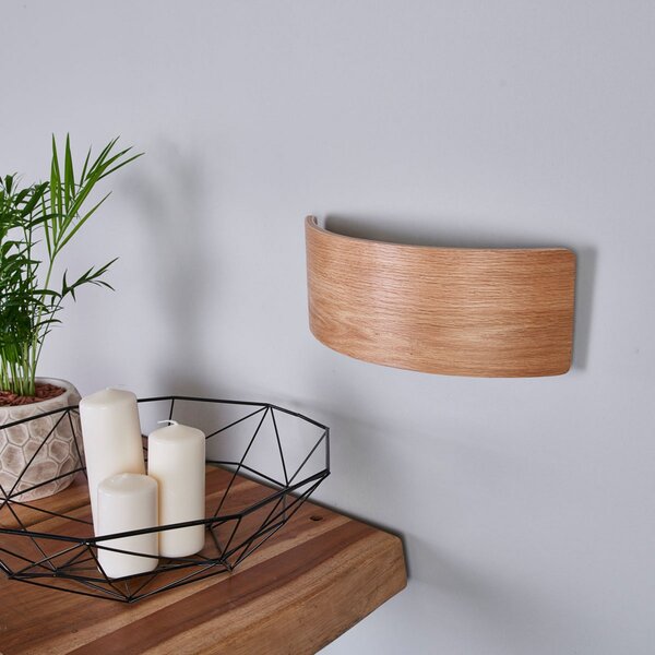 Lindby LED φωτιστικό τοίχου Rafailia, πλάτος 33cm, ξύλο, 3,000K, Ξύλου, Σαλόνι / τραπεζαρία, Ξύλο, Εξοχική κατοικία / Ρουστίκ