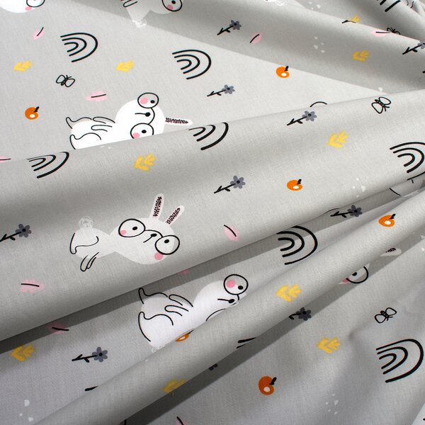 Σεντόνι Κούνιας Με Λάστιχο (70x140+15) Dimcol Rabbit Garden 586 Grey