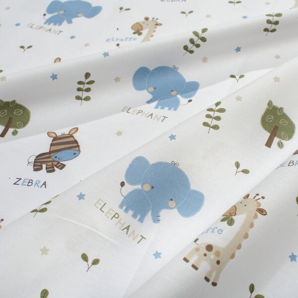 Σεντόνι Κούνιας Με Λάστιχο (70x140+15) Dimcol Happy Safari 711 White - Sky Blue