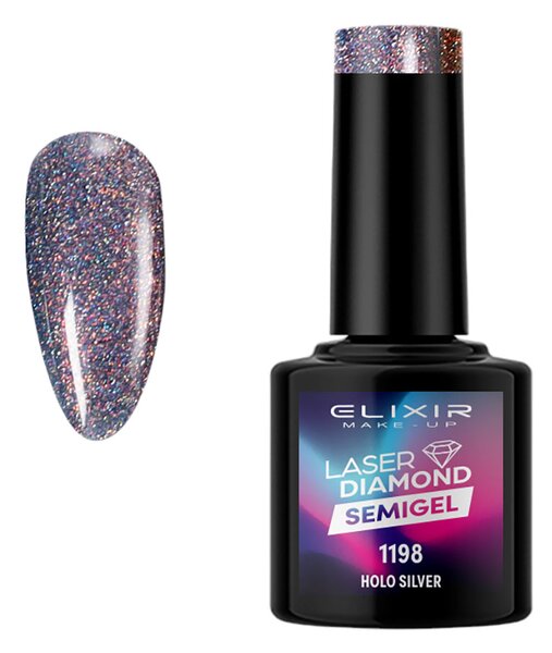 Ημιμόνιμο βερνίκι Laser Diamond #1198 (Holo Silver)8ml Elixir