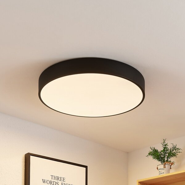 Lindby LED φωτιστικό οροφής Simera, Ø 50cm, μαύρο, μέταλλο, ρυθμιζόμενος, Μαύρο, Σαλόνι / τραπεζαρία, Πλαστικό, σύγχρονο