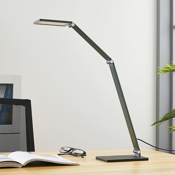 Lucande Φωτιστικό γραφείου LED Mion, 41 cm, γωνιακό, με δυνατότητα ρύθμισης, ρυθμιζόμενος, Γκρι, Μελέτη / Γραφείο, Μέταλλο, σύγχρονο