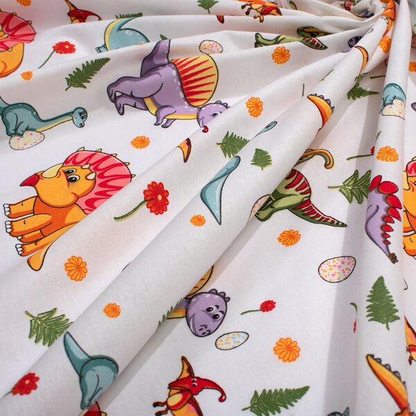 Σεντόνια Μονά (Σετ 3τμχ) Dimcol Dinosaur 520 White - Orange