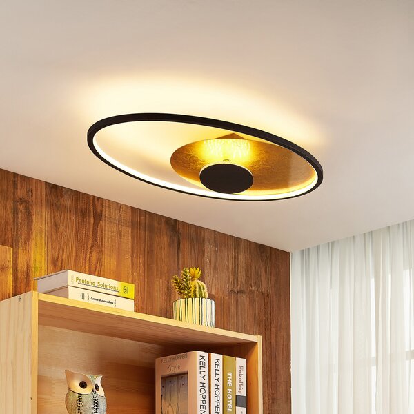Lindby LED φωτιστικό οροφής Feival, 73 cm, σκουριά/χρυσό, dimmable, ρυθμιζόμενος, Καφέ / Σκουριάς, Σαλόνι / τραπεζαρία, Μέταλλο, σύγχρονο