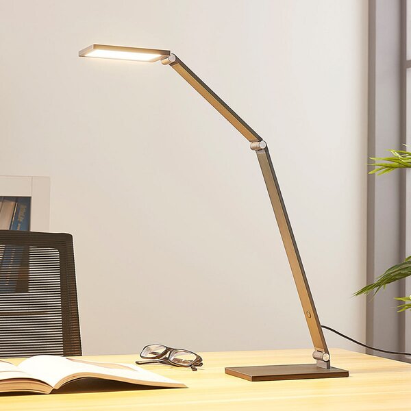 Lucande Φωτιστικό γραφείου LED Mion, 41 cm, γωνιακό, με δυνατότητα ρύθμισης, ρυθμιζόμενος, Γκρι, Μελέτη / Γραφείο, Μέταλλο, σύγχρονο