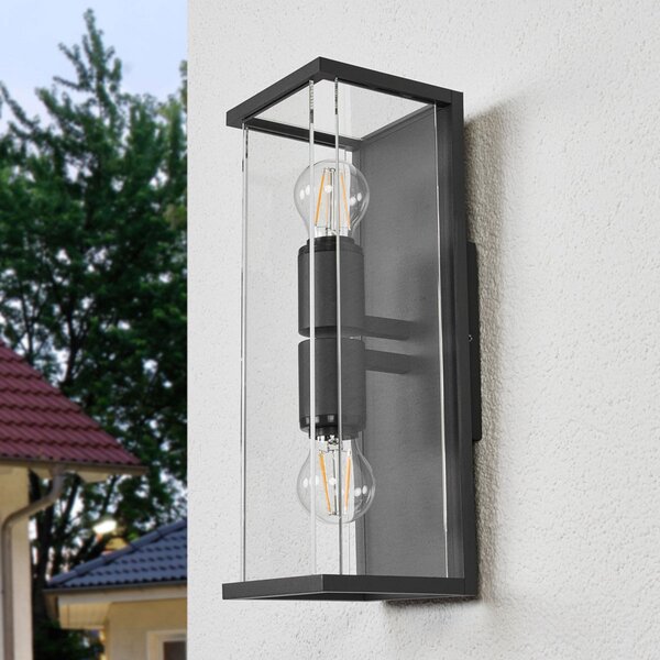 Lucande Annalea φωτιστικό τοίχου εξωτερικού χώρου, 40 cm, 2-φωτο, IP54, Μαύρο, Μέταλλο, σύγχρονο